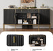 60" Fluted Buffet Cabinet with Storage, Modern Buffets & Sideboard with 2 Drawers, 4 Doors and Adjustable Shelves, Accent Cabinet for Kitchen, Living Room, Hallway, Black