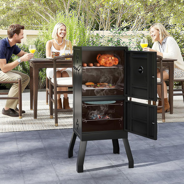 Charcoal Grills, 40" Vertical BBQ Smoker Grill with Built-In Thermometer, Adjustable Air Dampers, Removable Water Pan & Grill Grates for Backyard Picnics, Party, Outdoor Camping
