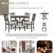5 Piece round Dining Table Set 4 Retro Chairs with Special-Shaped Table Legs, Exquisitely Designed Hollow Chair Back for Dining Room, Gray