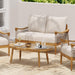 Havets 2 Piece Patio Conversation Sets, Outdoor Acacia Wood Patio Seating Group,Woven Rope Loveseat with Cushions and Coffee Table for Porch Garden Backyard Balcony, Teak+Beige
