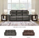 Signature Design by Ashley Burnley Contemporary Leather Match Power Reclining Sofa with Adjustable Headrest and USB Charging Port, Gray