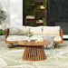 Outdoor Acacia Wood Conversation Set - Patio 3-Seat Loveseat Sofa W/Coushion and round Coffee Table for Backyard, Lawn, Balcony, Teak+Beige