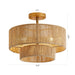 15.4" Boho Hemp Rope Semi-Flush Mount Retro Gold Ceiling Lights Fixture