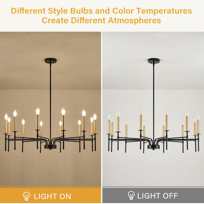 Modern Farmhouse Black and Gold Chandeliers for Dining Room