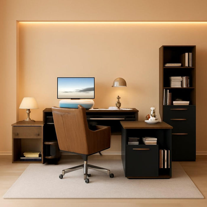 Walnut SeventyOneInch Height Adjustable Standing Desk Cabinets