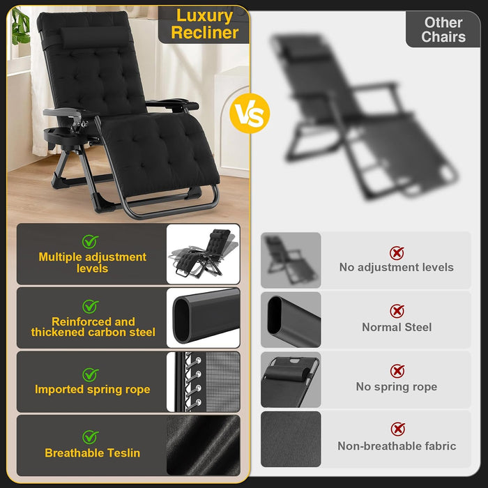 Zero Gravity Chair, Folding Lounge Chairs with Aluminum Alloy Lock