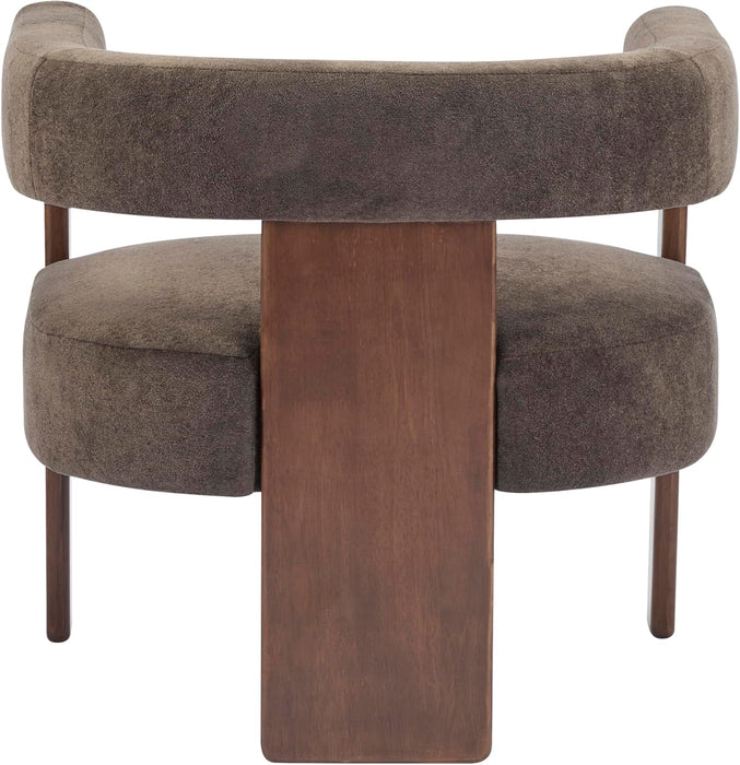 Nettie Modern Accent Chair for Living Room, Velvet Fabric Single Lounge Sofa Chair with Wooden Frame, Comfy Reading Chair for Bedroom, Lounge Armchair with Cushion, Dark Brown