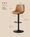 VASAGLE Bar Stools Set of 2, Adjustable Height Swivel Barstools with Ergonomic Backrest, Synthetic Leather, Larger Metal Base, Modern Tall Bar Chairs for Kitchen Island Home Bar, Caramel Brown