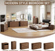 Modern 7 Drawers Dresser for Bedroom, 55" Wide Bedroom Dressers & Chest of Drawers W/Curved Profile, Mid Century Wood Dressers with Handleless Design, Large Dresser for Bedroom Living Room
