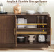 66.5" Sideboard Buffet Cabinet with Storage, Modern Credenza with Arched Doors, Large Wood Accent Cabinet for Living Room Entryway (Walnut)