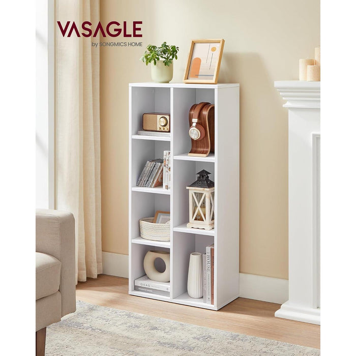 Bookcase, Bookshelf with 7 Compartments, Freestanding Shelves and Cube Organizer, for Display in Living Room, Bedroom, and Home Office, White ULBC27WT