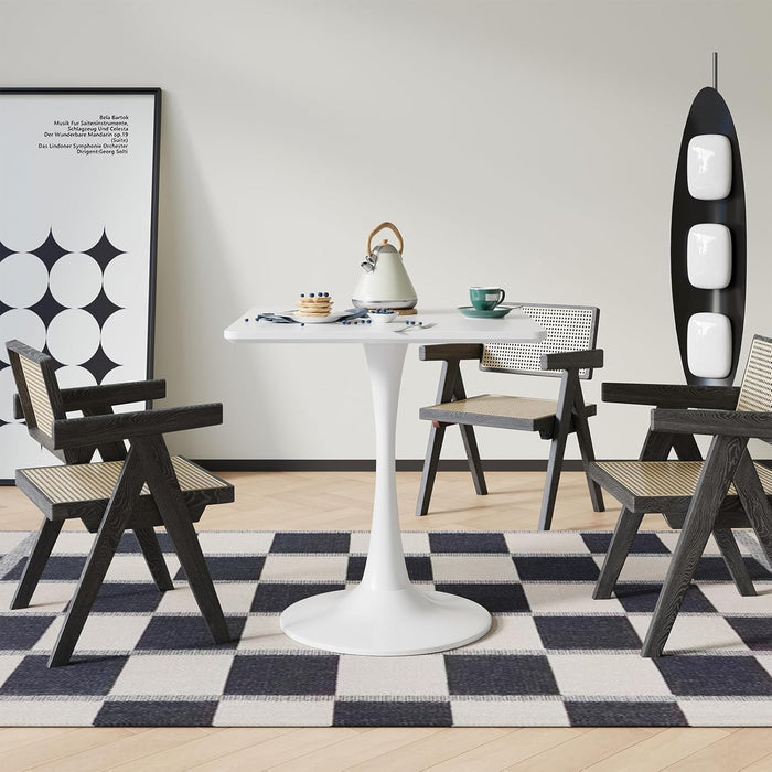 White Tulip 24Inch DiningTable WoodTopPedestalBase