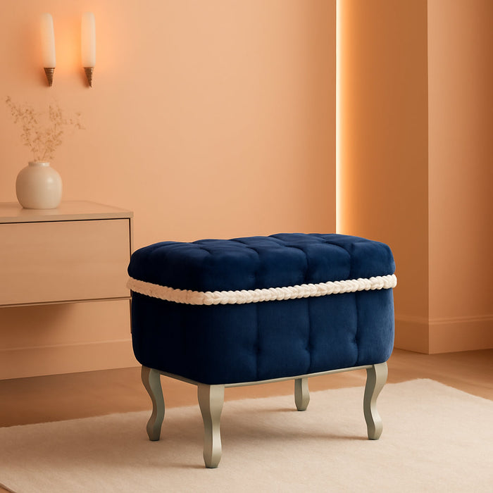 29.5" Ottoman with Storage Upholstered Foot Stools for Living Room,Bedroom,Entryway-Blue