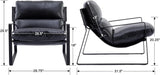 Mid-Century Accent Chair, Comfy PU Leather Side Chair with Armrest, Upholstered Leisure Chair with Black Metal Frame for Living Room Bedroom Reception Room, Black
