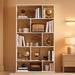 5-Tier Bookshelf, 10-Cube White Geometric Bookcase with 5 Closed-Back Cubbies, Anti-Toppling Kits, Open Display Storage Shelf for Living Room, Home Office, Bedroom