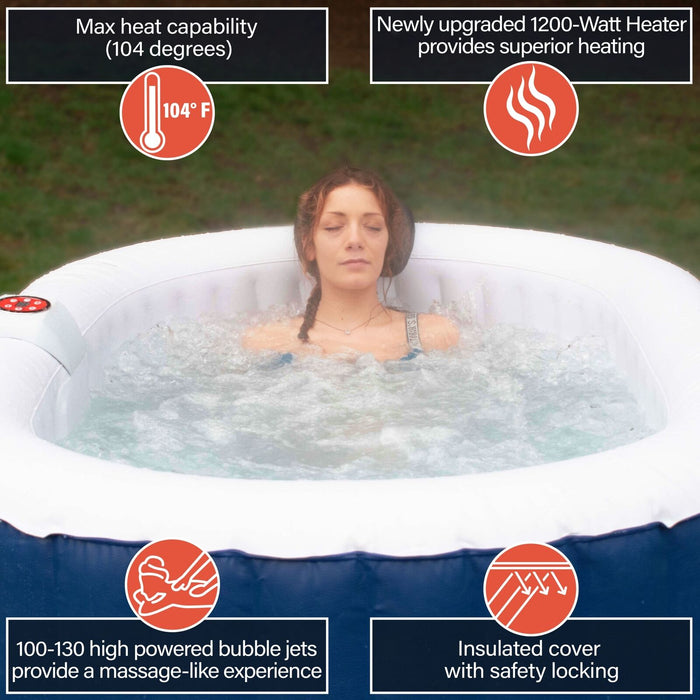 ALEKO Inflatable Improved Version 2 Prs Hot Tub 145 Gallon up to 100 Bubble Jets