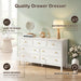 55" White Dresser for Bedroom with 7 Drawers & Modern Gold Handle