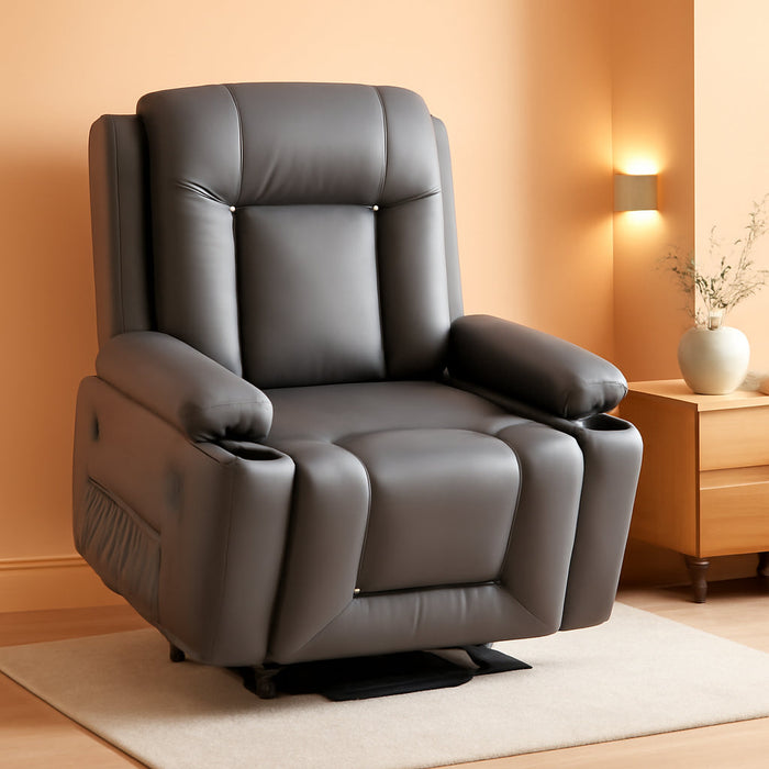 Power Lift Recliner Chair - Heat and Massage, Adjustable Back and Legs, PU Leather Electric Lift Chair Designed for the Elderly and People with Mobility Impaired