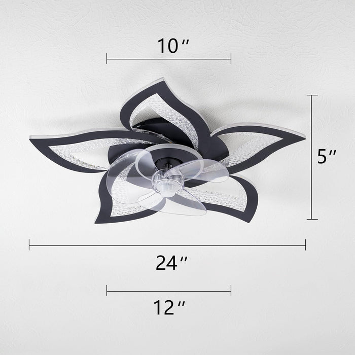 Ceiling Fan with Lights Remote Control, Black Personalized Ceiling Fan with Light, 6 Speeds 3 Light Color Flush Mount Ceiling Fan for Kitchen Bedroom