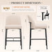 Counter Height Bar Stools Set of 4, 25 Inch Modern Fabric Kitchen Island Stools with Back, Upholstered Counter Barstools Armless Bar Chairs with Metal Legs for Island Dining Room Bar, Beige