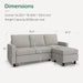 L Shaped Convertible Sectional Sofa LightGreyLinenFabric