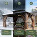 12’X16’ Hardtop Gazebo, Permanent Metal Pavilion with Galvanized Steel Double Roof, Outdoor Pergola with Nettings and Curtains for Lawn, Garden, Patio (Brown)