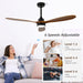 52" Outdoor Ceiling Fan with Light, 6 Speeds, Remote Control, Low Profile for Bedroom, Living Room, Dining Room
