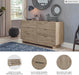 Oliah Rustic 6 Drawer Dresser, Light Brown