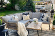 4 Pieces Patio Furniture Set, Outdoor Wicker Conversation Sectional L-Shaped Sofa with 5 Seater for Backyard, Porch, Boho Detachable Lounger with Thickness Cushions and Side Table - Grey