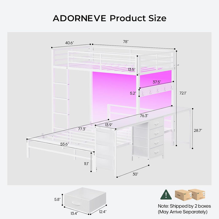 Twin Over Full IndustrialSteel Bunk Bed BrilliantWhite