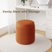 Orange round Storage Ottoman Set of 2, Large Velvet Ottoman with Storage, Multifunctional Vanity Stool, Small Pouf Ottomans Foot Stool, Storage Stools for Living Room, Bedroom