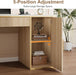 60" Fluted Computer Desk, Wooden Long Home Office Writing Desk with Drawer & Storage Cabinet, Modern Writing Table with Charging Station, High Executive Desk for Office，Bedroom, Nature Oak