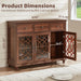 Farmhouse Sideboard Buffet Cabinet with Storage,48" Large Credenza with 3 Glass Doors & 3 Drawers,Adjustable Shelves Console Table,Wood Kitchen Coffee Bar for Dining Room,Living Room,Brown