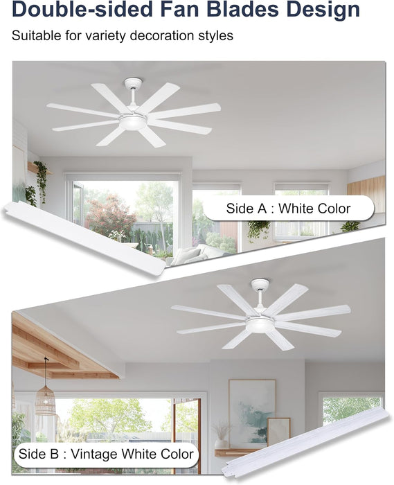 Professional 60 Inch White Ceiling Fan IntegratedControls