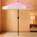 6 Ft Fringe Patio Umbrella - Outdoor Umbrella for Patio, Pool, Table, Garden, & Deck, Push Button Tilt Pole - Fashionable Vintage Tassels - White