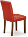 Abbott Parsons Dining Chairs - Firebrick Red Faux Leather Padded Chairs, Set of 2, Mahogany