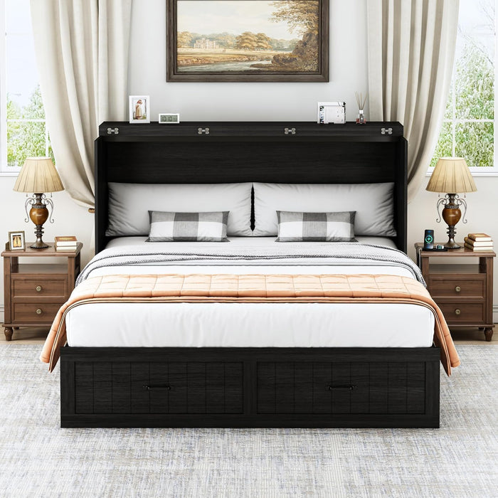 Queen Size Murphy Bed With IntegratedChargingStation
