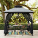 9 Ft. X 9 Ft. Gazebo with 2-Tier Canopy Roof, Steel Frame Soft Top Gazebo with Ceiling Hook and Mosquito Netting, Tan and Black