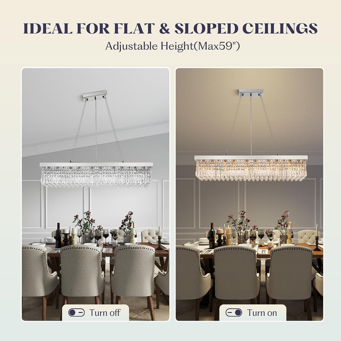 K9 Crystal Rectangular Chandelier 10 Light ChromeFinish