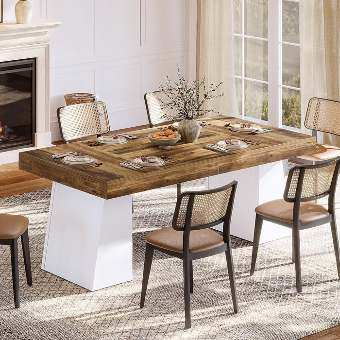 Two Tone 55Inch Solid WalnutFinish DoublePedestal Table