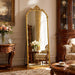 69"X28" Antique Gold Arched Vintage Floor Mirror with Carved