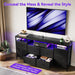 63.3 in Black Dresser for Bedroom, 10 Drawer Dresser TV Stand for 65 70 75 in TV, Fabric Chest of Drawers with LED Lights & Power Outlets, Long Entertainment Center for Closet, Living Room, Entryw