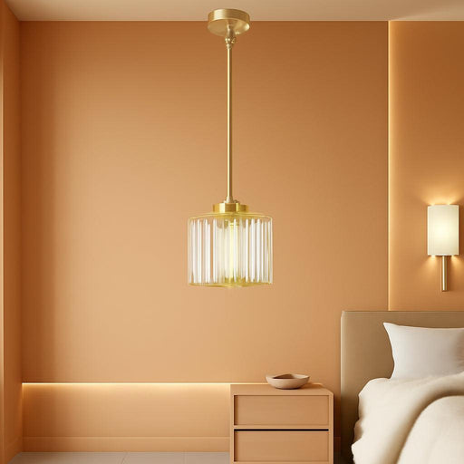 2 Pack Gold Pendant Lights Kitchen Island, Modern Crystal Pendant Light Fixtures, 1-Light Small Farmhouse Chandelier, Adjustable Brass Hanging Light Fixture for Dining Room, Hallway, Bedroom