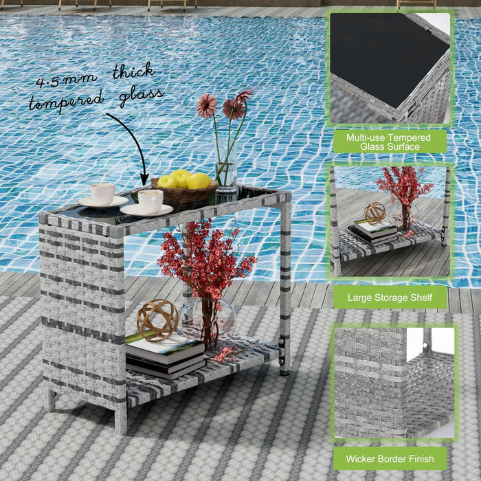 Outdoor Patio Chairs with Ottomans, 5 Piece Outdoor Patio Furniture Set, Wicker Patio Conversation Set, Outdoor Sofa with Ottoman, and Table for Porch, Garden, and Balcony, Grey