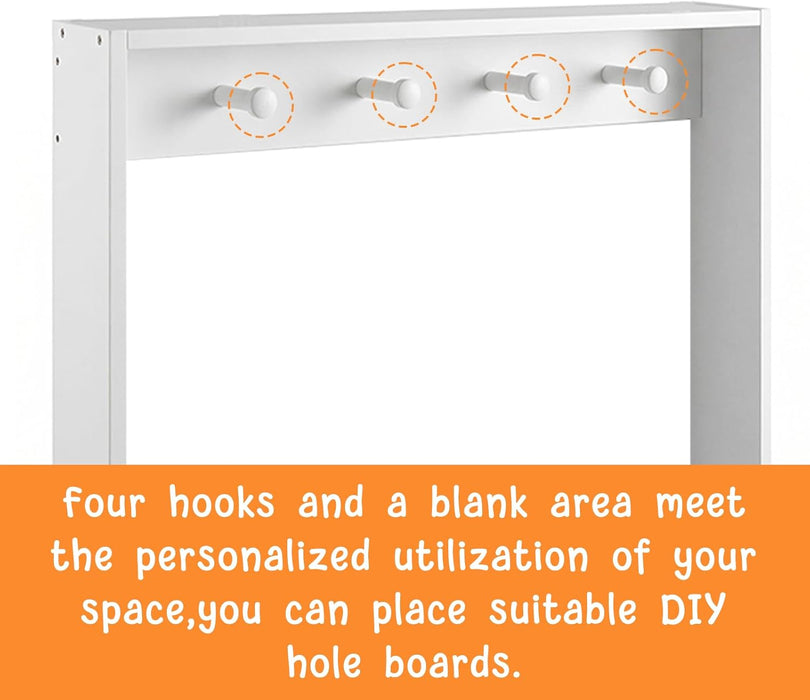 White Wall-Mounted 4-Tier Kids' Bookshelf Organizer