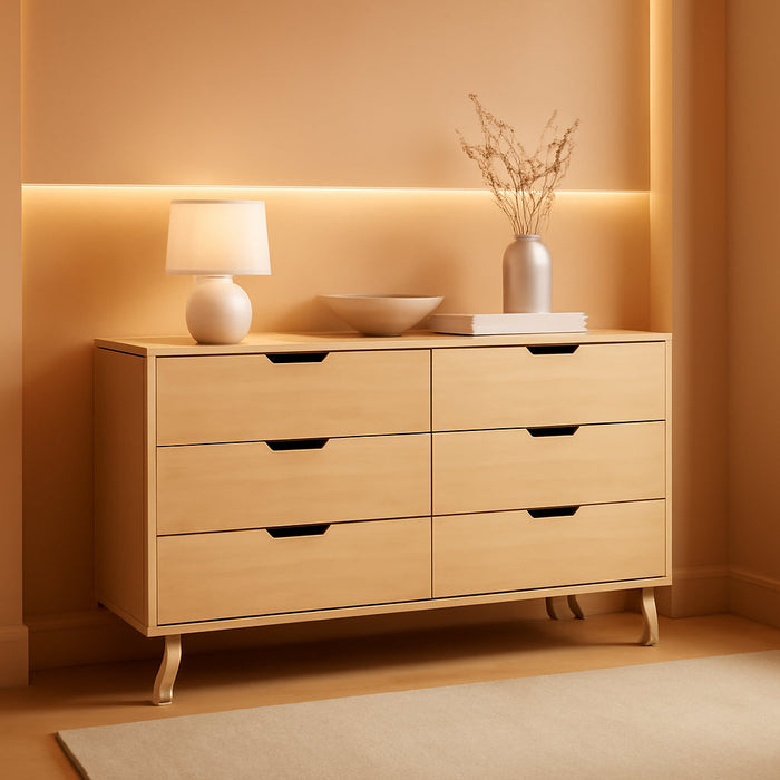 Modern 6-Drawer Dresser Bedroom Storage Organizer, 52 Inch, Riviera