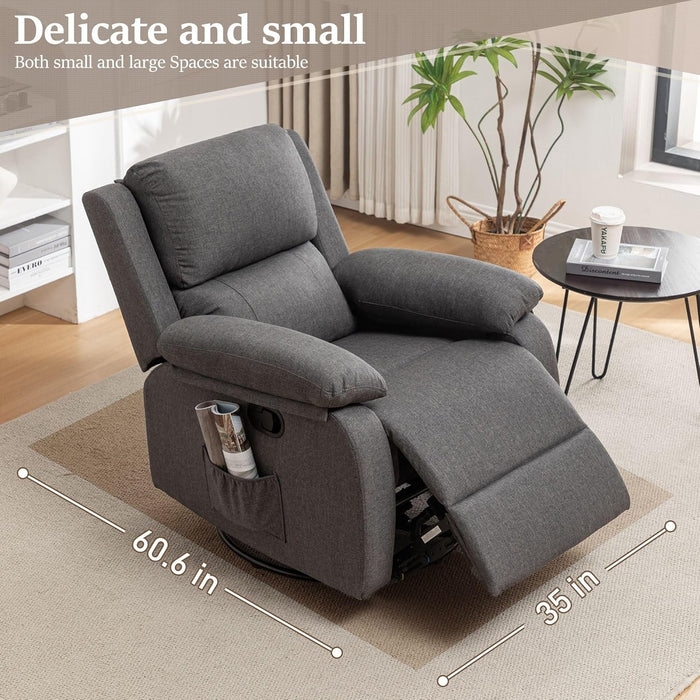 Swivel Rocker Recliner with Side Pockets