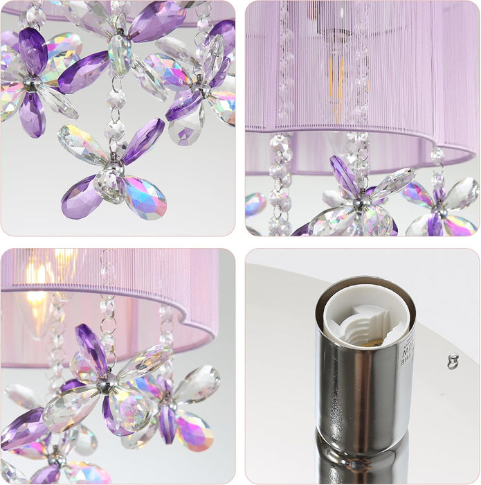 Pink 13Inch Light Chandelier With Handmade Lampshade