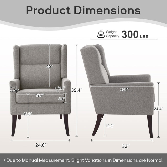 Grey Armchair HighBack CommercialGrade For Living Room