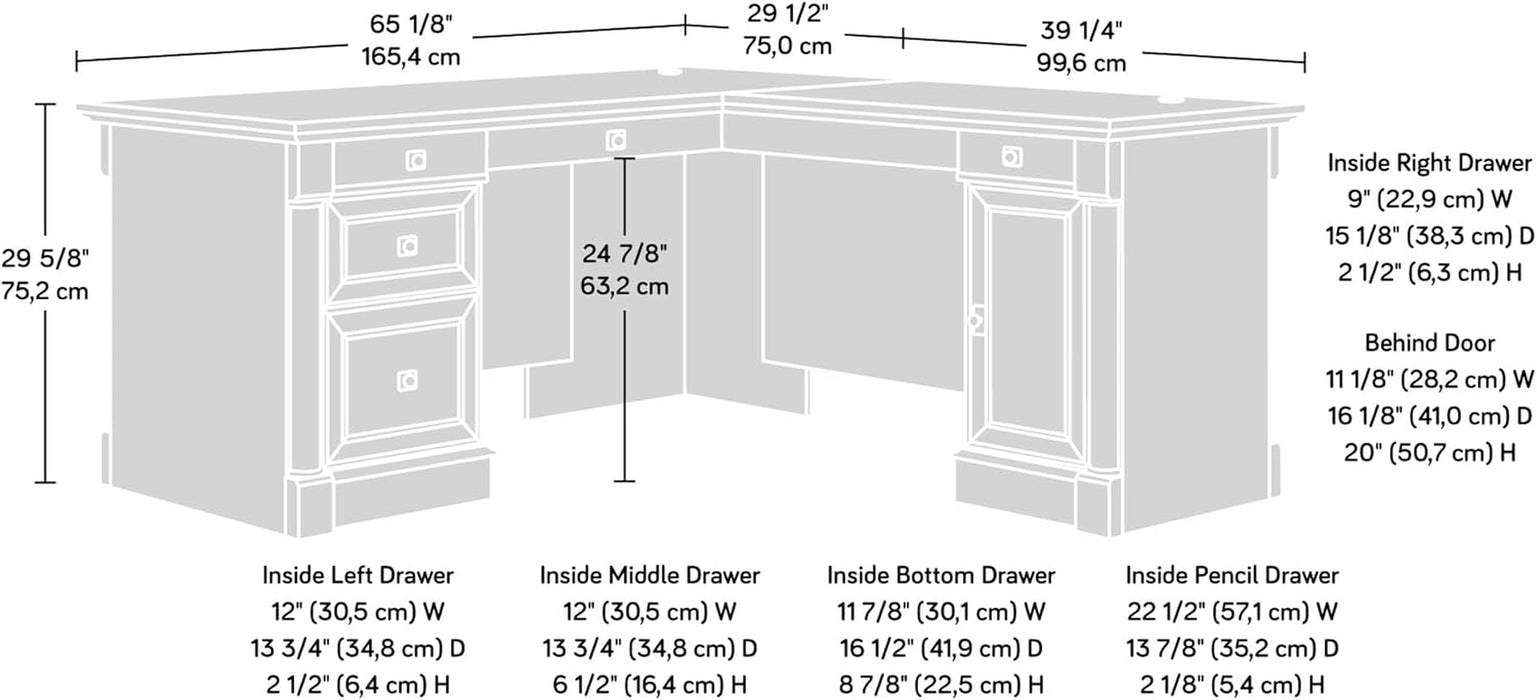 Palladia Executive Desk 65Inch Vintage Oak Surface